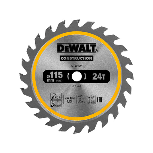 DT20420-KR DCS571용 원형톱날 / 115(4.5) x 9.5mm, 24T, 목재용