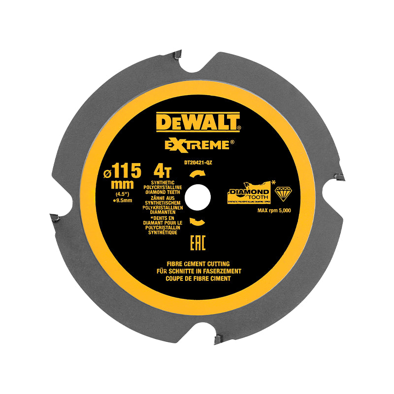 DT20421-QZ DCS571용 원형톱날 / 115(4.5) x 9.5mm, 다이아몬드 날 4T, 다용도(시멘트 사이딩, 라미네이트, 목재)