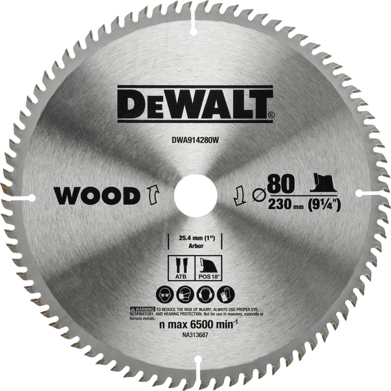 DWA914280W Thin Kerf 씬 커프 원형톱날 목재 230 (9¼) 80T