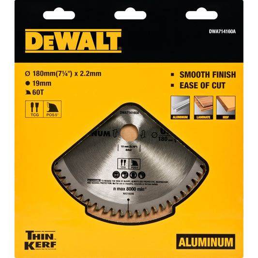 DWA714160A Thin Kerf 씬 커프 원형톱날 알루미늄, 하드우드 180 (7¼)