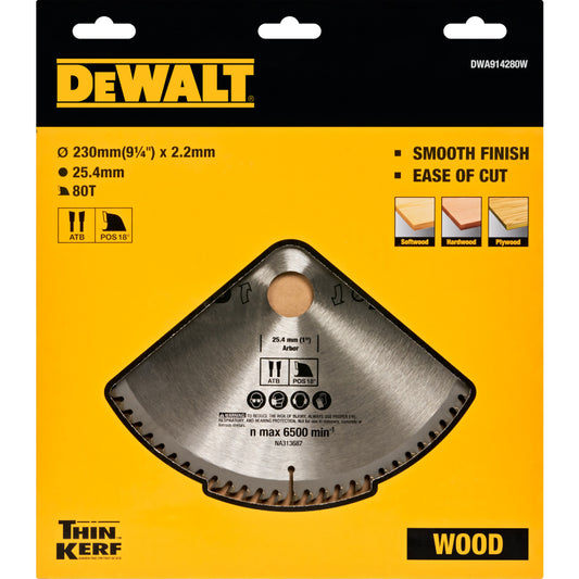 DWA914280W Thin Kerf 씬 커프 원형톱날 목재 230 (9¼) 80T
