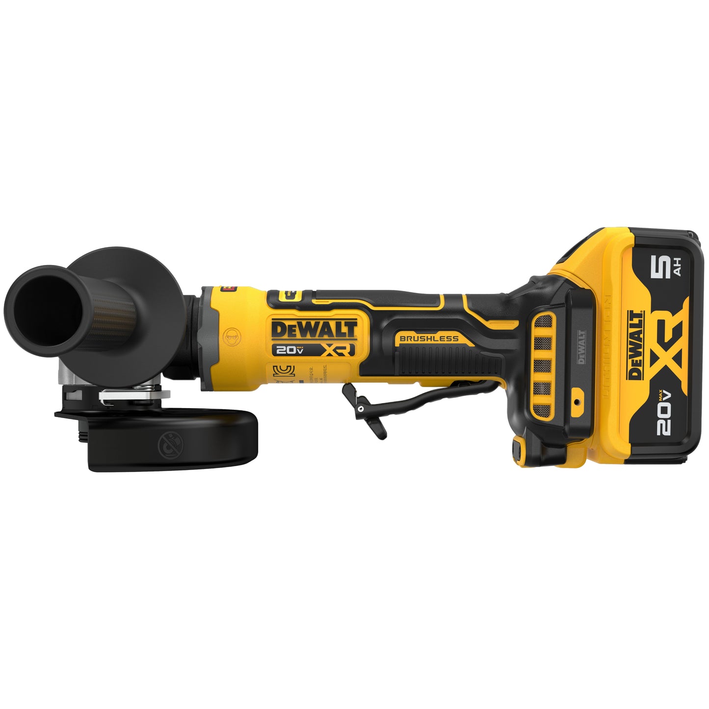 DCG404P2-KR 20V MAX 브러쉬리스 5인치 슈퍼 슬림 디월트 그라인더, 패들 스위치 (5.0Ah X 2)