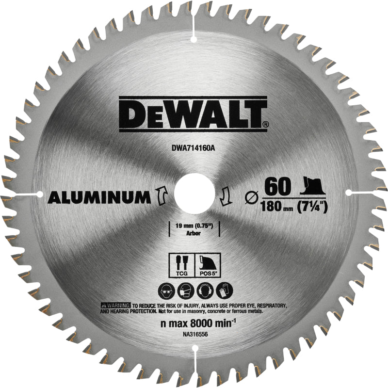 DWA714160A Thin Kerf 씬 커프 원형톱날 알루미늄, 하드우드 180 (7¼)