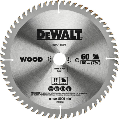 DWA714160W Thin Kerf 씬 커프 원형톱날 목재 180 (7¼) 60T