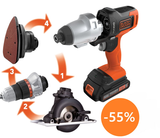EVO185P1-KR 18V / 2.0Ah 블랙앤데커 4 in 1 멀티 이보 55% 할인